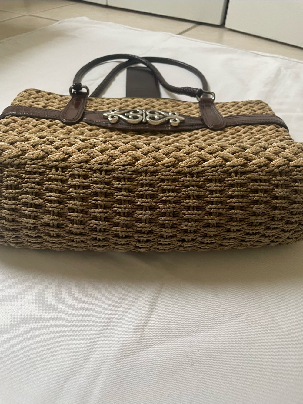 Brighton woven straw and leather trim shoulder purse - Picture 15 of 15